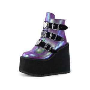 Wholesale Chameleon'S Skin PU 8cm Ladies Flat Boots 6 Inch With Ultra Light Trim from china suppliers