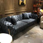 Brass Plush Modern Curved Velvet Sectional Sofa Pine Black Living Room