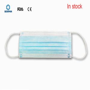 Wholesale Blue Disposable Medical Mask , 3 Ply Face Mask Nose Tip Shaping Skin Friendly from china suppliers