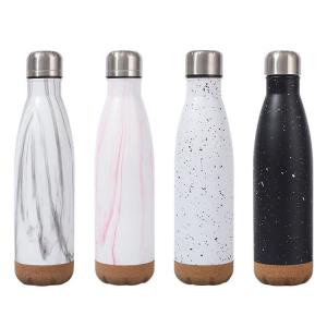 Wholesale Cola Shaped Double Wall Vacuum Insulated Stainless Steel Water Bottle 500ML Custom Metal Water Bottles With Cork Bottom For Sports from china suppliers