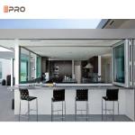 Aluminum Bi Fold Glass Windows Horizontal Opening Type Frameless
