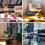 Luxury Metal Glass Top Side Table Coffee Table Transparent / Colorful 50x53cm