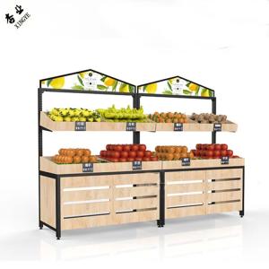 Wholesale Wooden Fruit And Vegetables Shelves Display Rack For Supermarket from china suppliers
