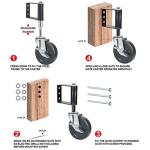 4in Heavy Duty Rubber Wheel Spring Loaded Gate Caster 360 Degree Rotation