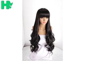 Wholesale European Fashion Neat Bang Hair Wig Long Wave High Tempreture Synthetic Fiber from china suppliers