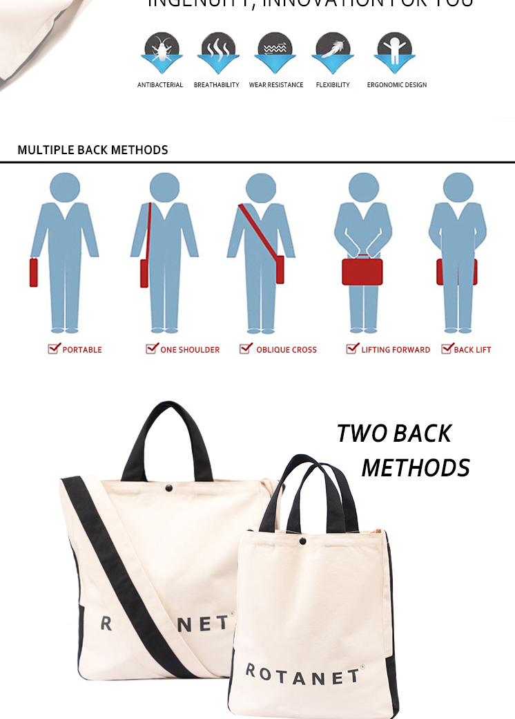 Various Color Canvas Shoulder Handbags 60-140 GSM Thickness Enhanced Visual Image Effect