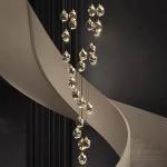 Interior Hotel Stair Pendant Lamp Modern Luxury Ceiling Led Crystal Chandelier