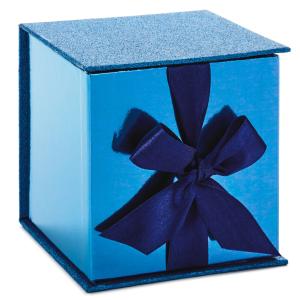 Wholesale Navy Glitter 4x4 Small Gift Box With Shredded Paper Filler from china suppliers