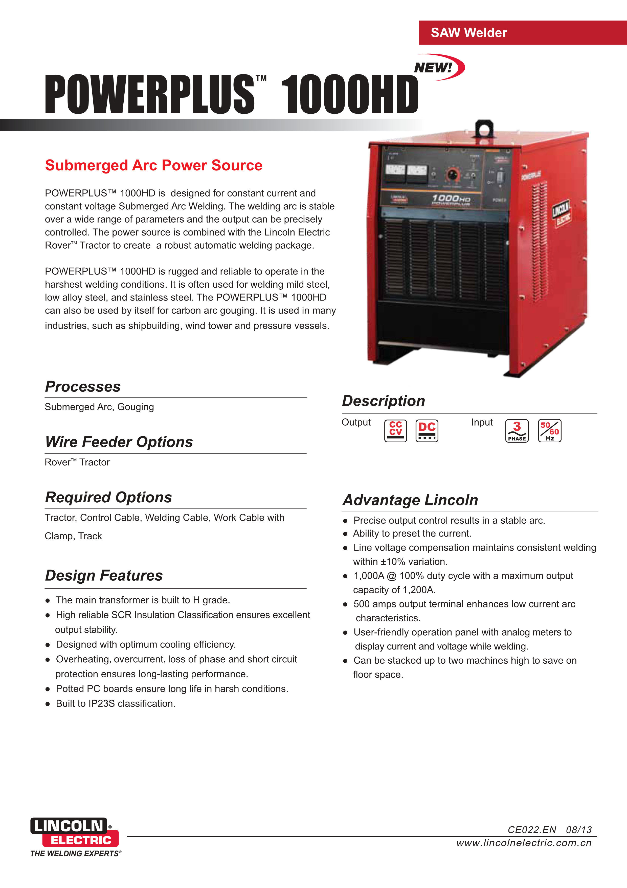 Lincoln POWERPLUS® 1000HD Submerged Welding Machine;200-1200A DC Submerged Arc Welding Machine;DC 1000Amp Gouging