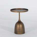Living Room Round Small Stainless Steel End Table With Antique Bronze Metal Base