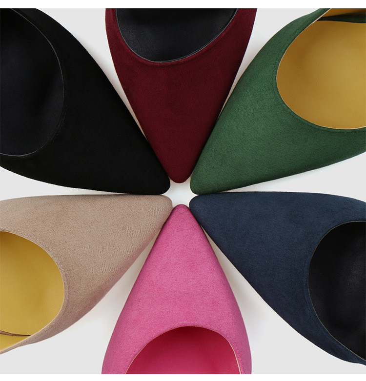 Suede PU Women Pointed Toe Pumps 80mm heel polished tailoring