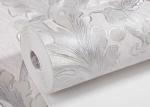 Beautiful Silver Country Style Wallpaper Embossed Vinyl Floral Pattern 0.53*10M