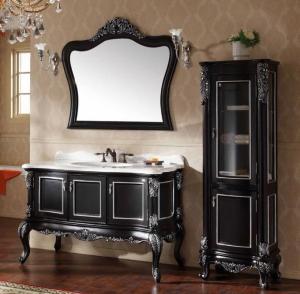 Wholesale 60CM Solid Wood Bathroom Vanities With Tops Base With Mirror Washroom from china suppliers