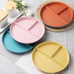 Reusable 3-Compartment Dinner Plate BPA-Free Microwave Dishwasher Safe Wheat
