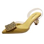 6111-6 Korean Fashion Pointed Shallow Mouth High Heels Rhinestones Thin Square