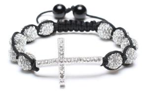 Wholesale Shamballa Bracelet, Crystal Pave Alloy Beads, Silver Plated Brass Cross from china suppliers
