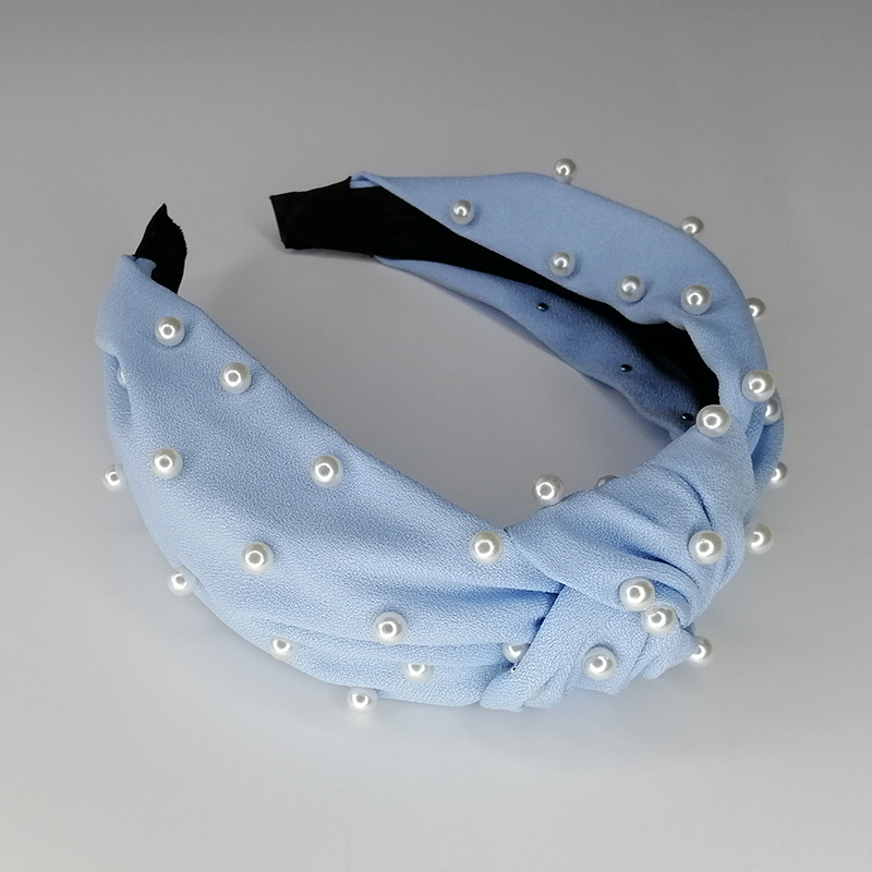 Wholesale Korea Fashion Womens Hair Accessories Head Band Custom Women Fabric Tie Knot Pearl Plastic Headband For Girls