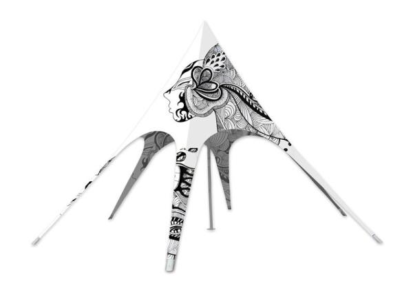 Outdoor Advertising Star Shaped Tent 600D Oxford 3X3M Singe Pole Fire Resistant