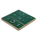 Dark Green Suede Luxury Jewelry Tray Pendant Earring Bangle Necklace Storage