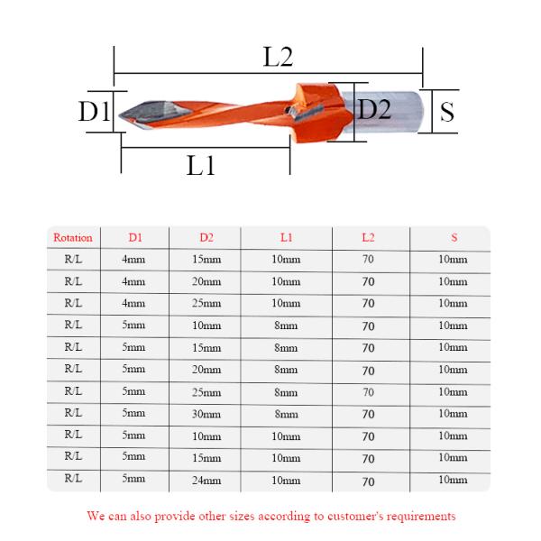 L70mm Drilling Tools Countersink Drill Bits Through Hole For CNC Cutting Machines