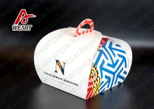 Wholesale Single Cake Style Paper Kraft Boxes , Die Cut Handled Purple Wrapping Paper Gift Boxes from china suppliers