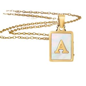 Wholesale Simple 15*12MM Stainless Steel 3D Shell Letter Necklace Women'S Titanium Steel 26 Letter Pendants from china suppliers
