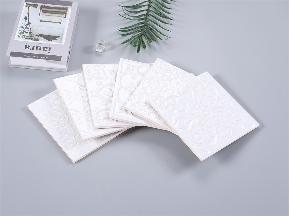 Stunning White Ceramic Rustic Tiles 20x20cm For Balcony And Eco-Friendly Wall Tile For Living Room 4 Styles