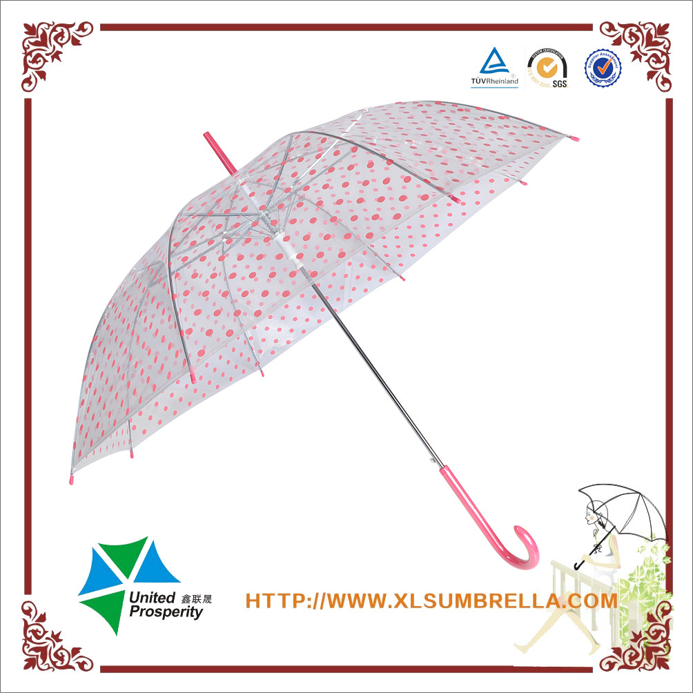 J Handle Pink Dot POE Transparent Rain Umbrella For Children