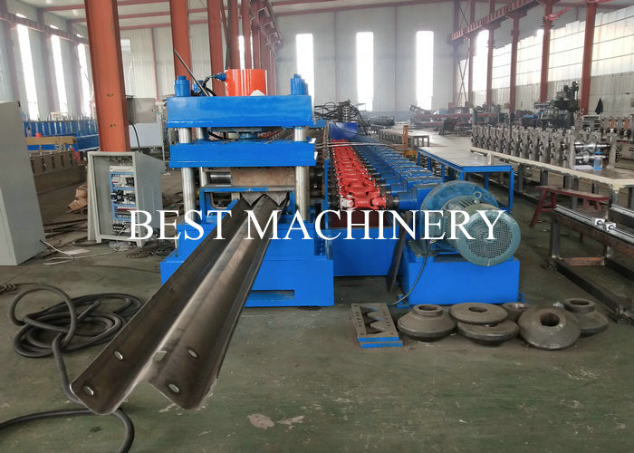 Road Safety Highway Guardrail Roll Forming Machine 22kw Power PLC Control