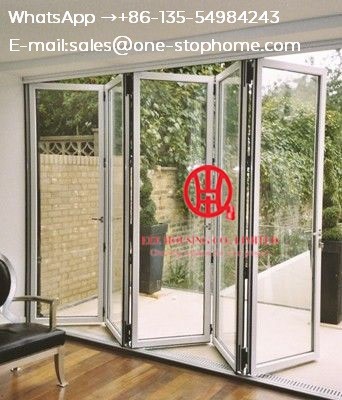Low-e glass gray color aluminium folding glass door bi-fold door,bi fold door design exterior patio doors