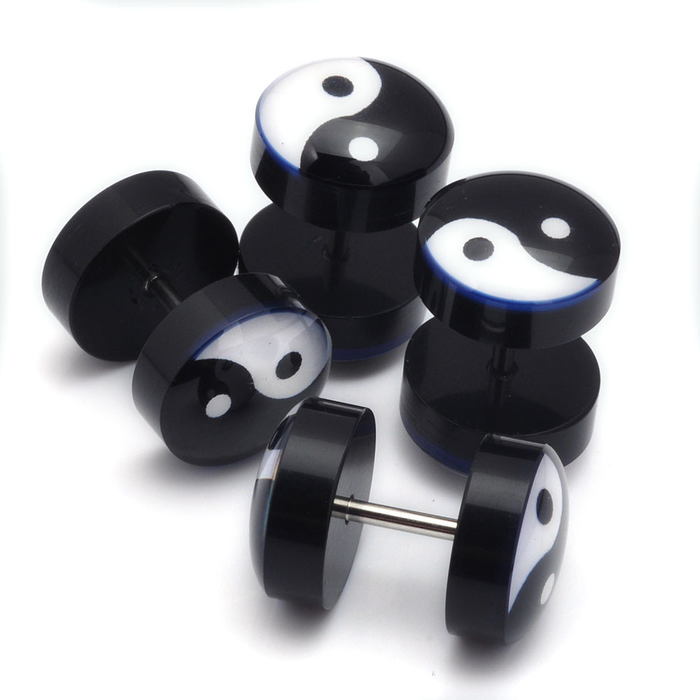Free Shipping Fake Ear Plugs Studs Earrings For Logo Print Anti-allergic Piercing Jewelry