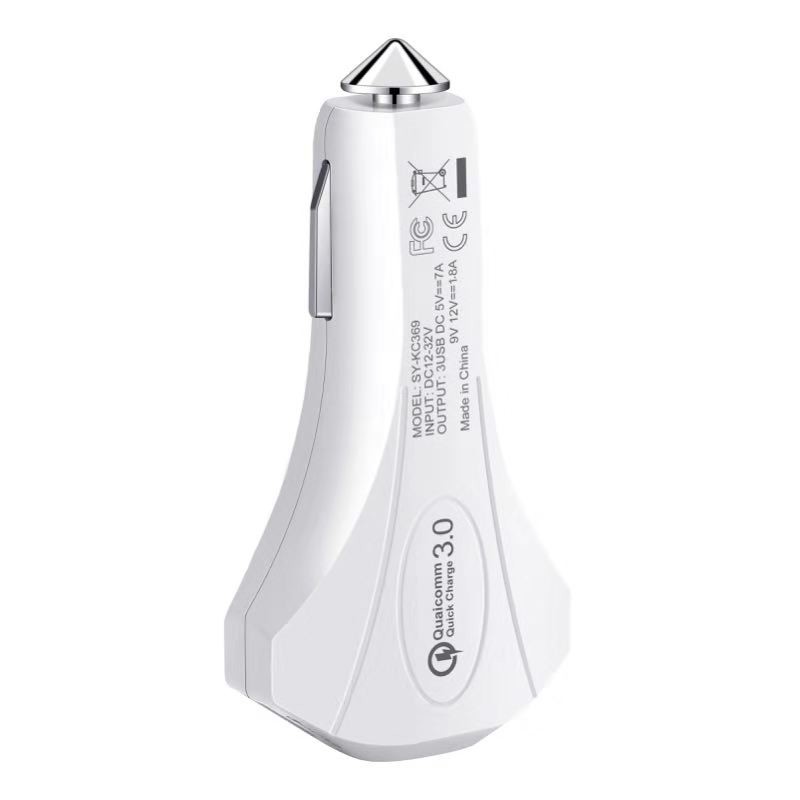 7A 3 USB CAR CHARGER QC3.0 TYPE-C+ USB Universal Compatible USB CAR CHARGER for all electronics cheap price model 369