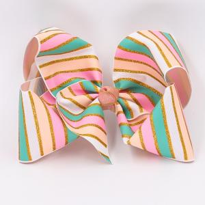 Wholesale Baby Girls Use Glitter Hair Ribbon Stripe Patterned Double Face Style from china suppliers