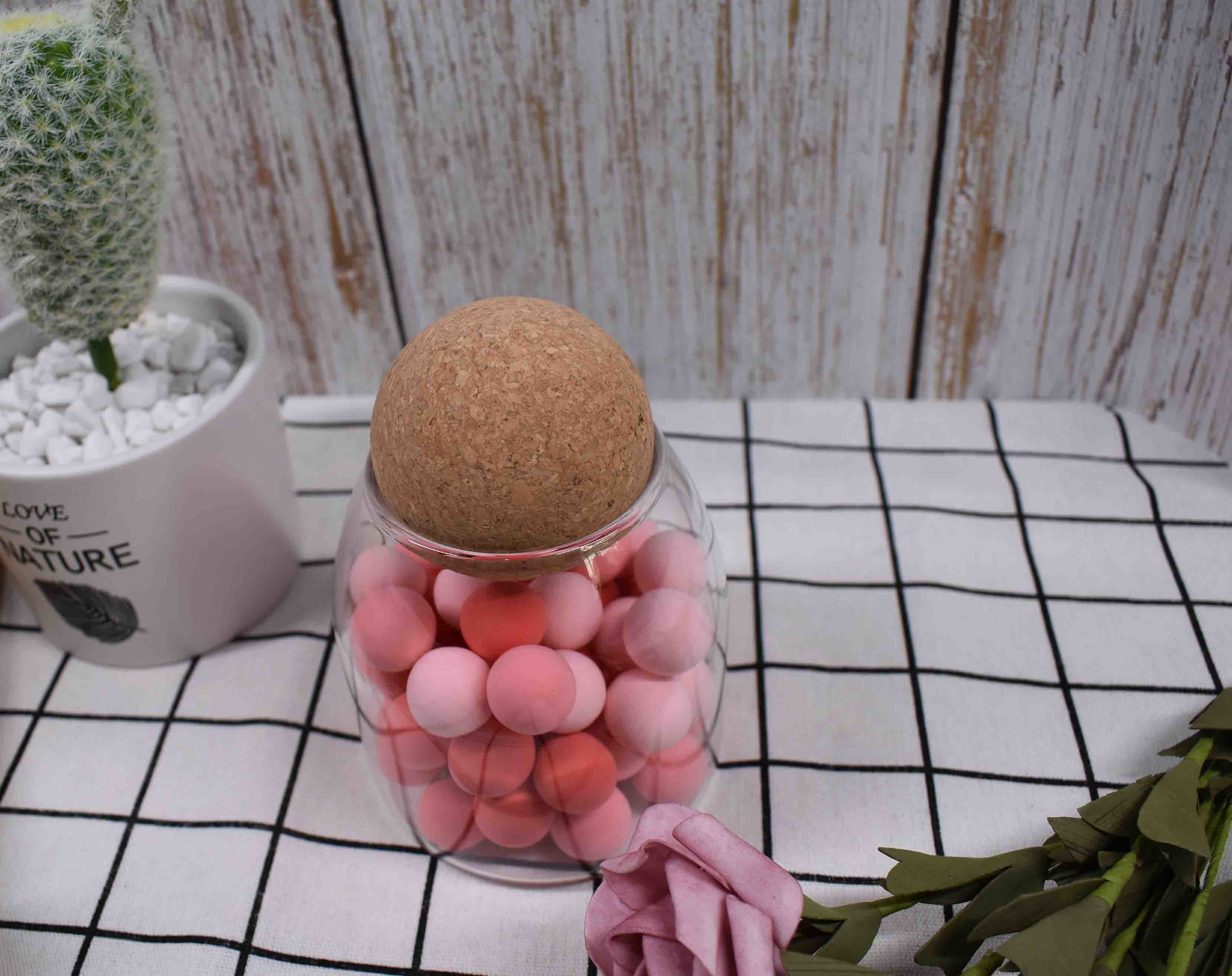 Airtight Seal Cork Ball Lid Stopper Dia 40mm For Glass Jar