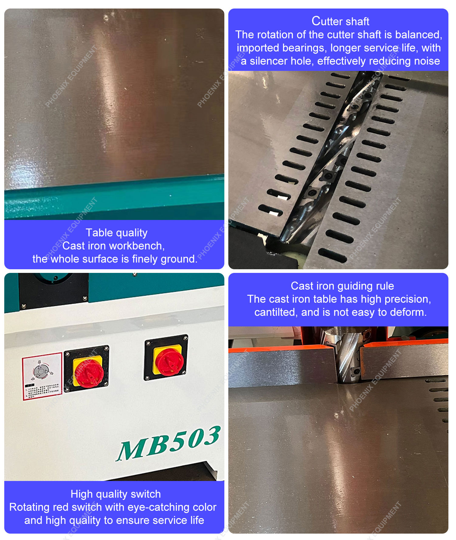 6-Blade Professional Wood Planer Machine for MDF Board Surface MB503 Thickness Planer
