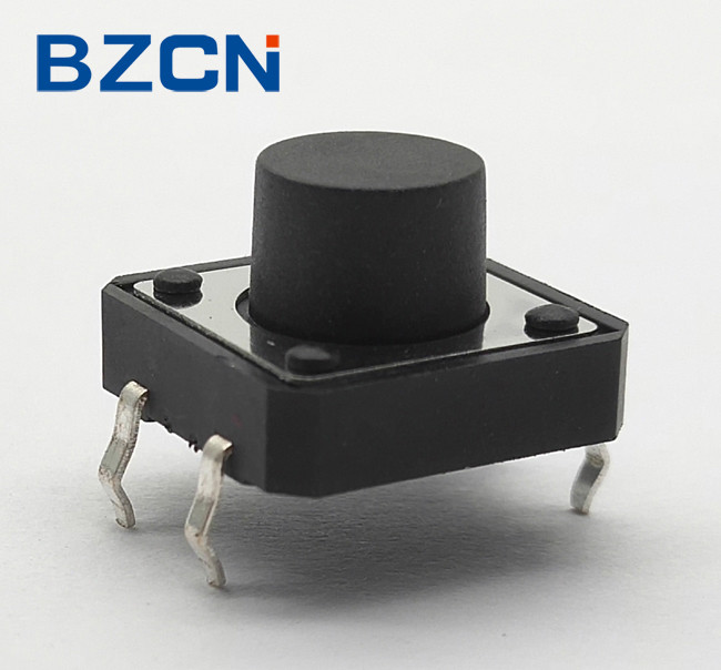 Black 12mm Tactile Switch , 4 Pin Momentary Switch With Stable Operation