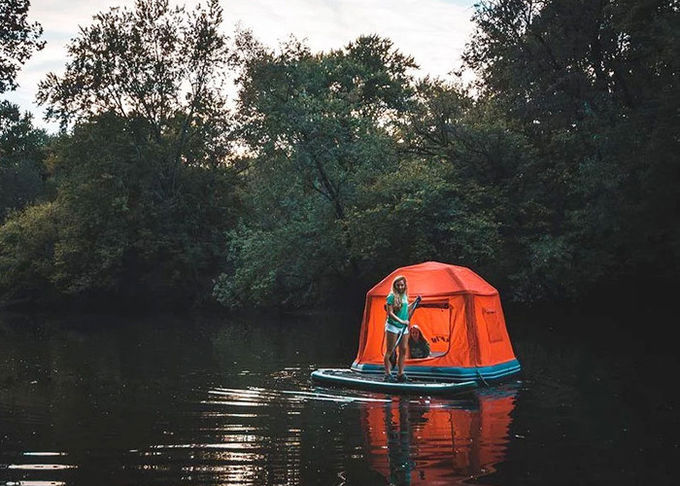 En71 ASTM Advertising Inflatable Tent On Lake Customized Logo Printing