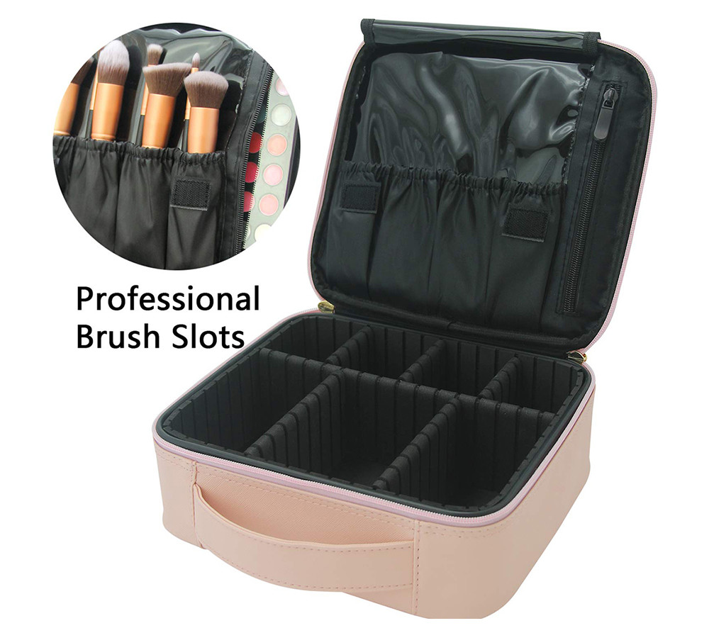 Women PU Makeup Storage Bag With Adjustable Dividers