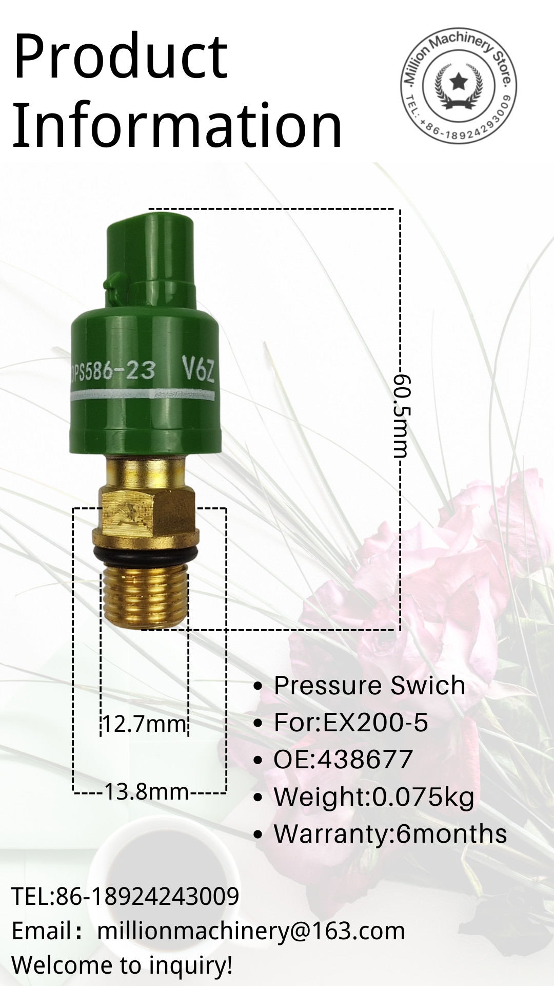 4380677 Pressure Switch Sensor 20PS256-23/V6Z HITACHI EX200-5 Excavator Parts