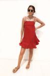 Korean red slim mini dress with spaghetti strap