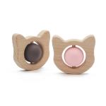 Non Toxic Beech Wooden Silicone Teething Rattle Eco Friendly