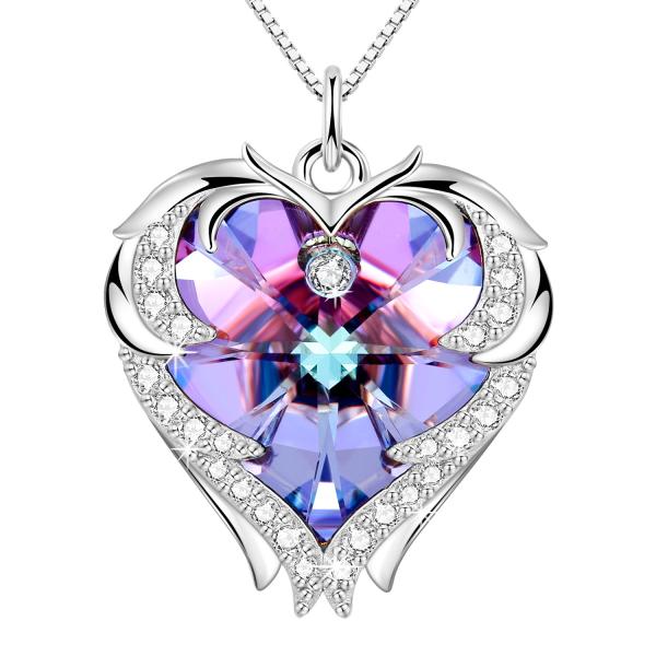 18in 0.29oz Sterling Silver Heart Pendant Necklace Trendy Pink Crystal Heart