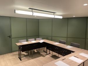Wholesale 4/4/1mm Laminated Wall Perforated MDF Panel Acoustic Sound Absorbing Ceiling Board from china suppliers
