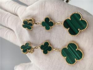 Wholesale Van Cleef Arpels 18K Gold Jewelry Women's Flower Shape Green Earrings from china suppliers