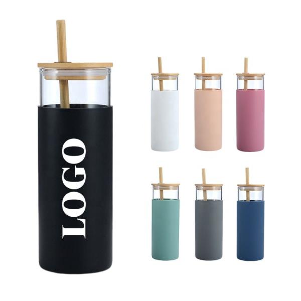 Customised Transparent 500ML Glass Tumbler Reusable Glass Water Bottle With