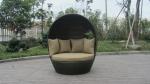 Round Outdoor Rattan Daybed Furniture , Roofed Wicker Lounge Bed