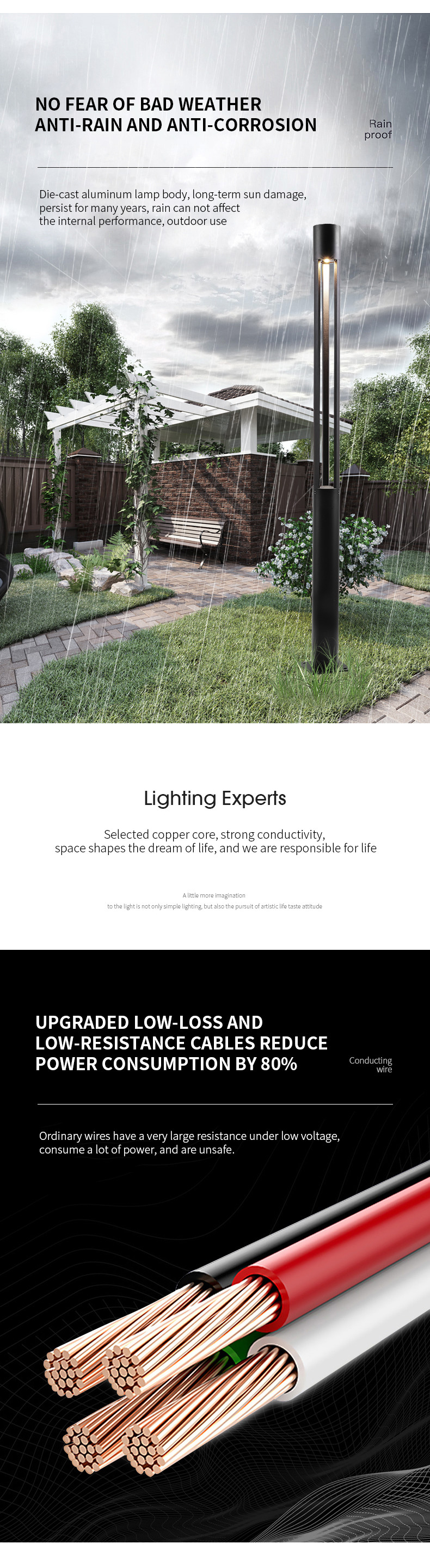 30w 20w 10w Led Outdoor Garden Light Yard Height 2.5m 3m 3.5m 4m