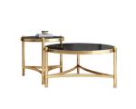 Unique luxury stainless steel frame round coffee table side table tempered glass