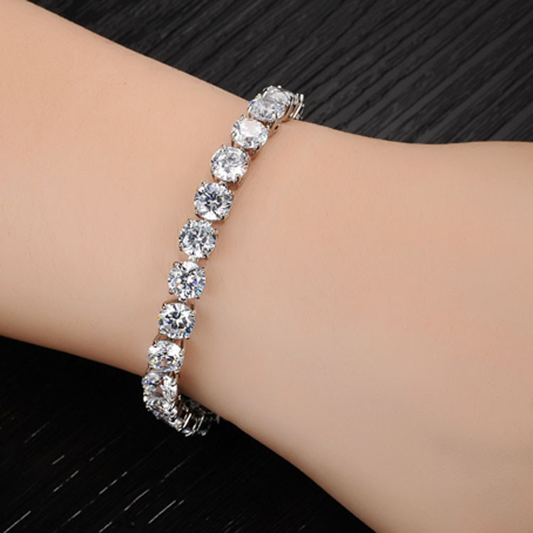 Silver Plated Princess Cubic Zironia Tennis Bracelet Women Wedding Jewelry(JKS408WHITE)