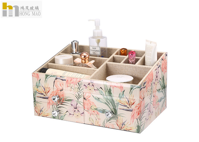 open top Desk Organizer Box jewelry organizer Flamingo patterned anti slip